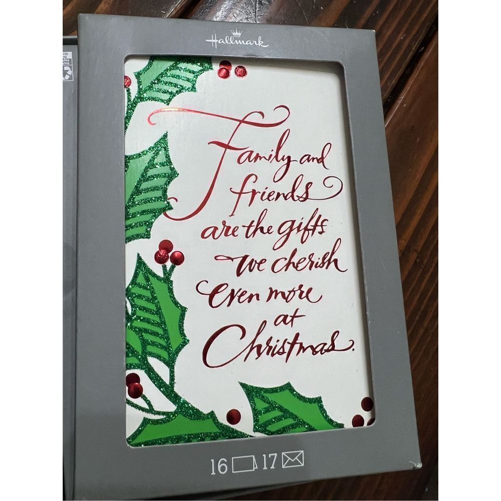 Hallmark Signature Boxed 16 Christmas Cards, "Friend & Family are" Lettering,